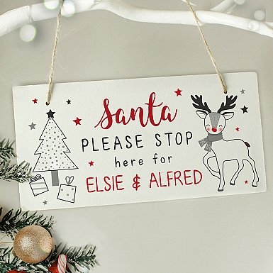 Personalised Rudolph Santa Please Stop Here Sign