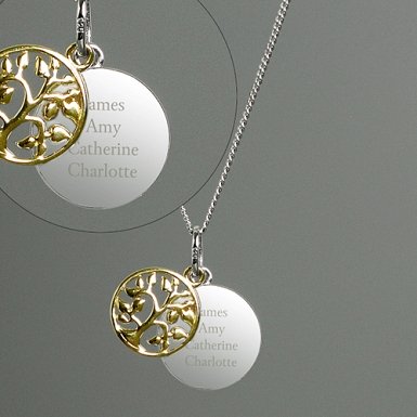 Personalised Sterling Silver Family Tree Necklace Delivery to UK