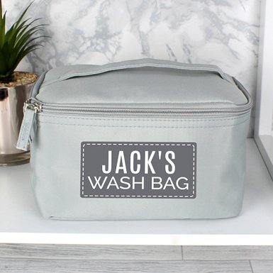 Personalised Classic Grey Make Up Wash Bag Delivery to UK