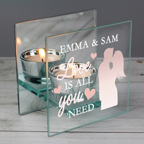 Personalised Mirrored Glass Tea Light Holder Delivery to UK